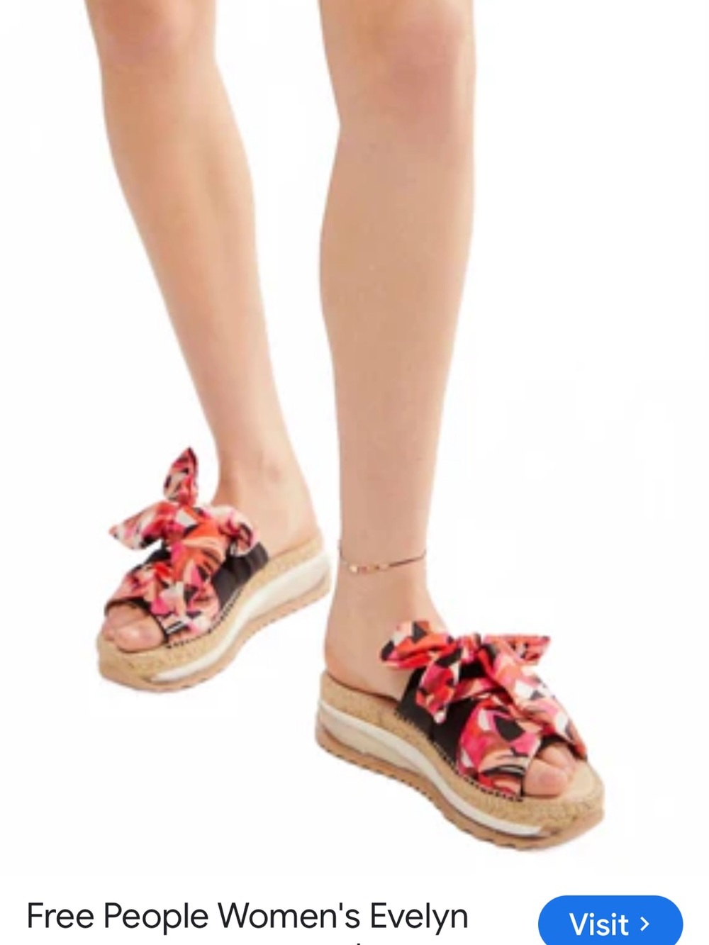 Free People Platform Sandals with Pink Floral Bow
